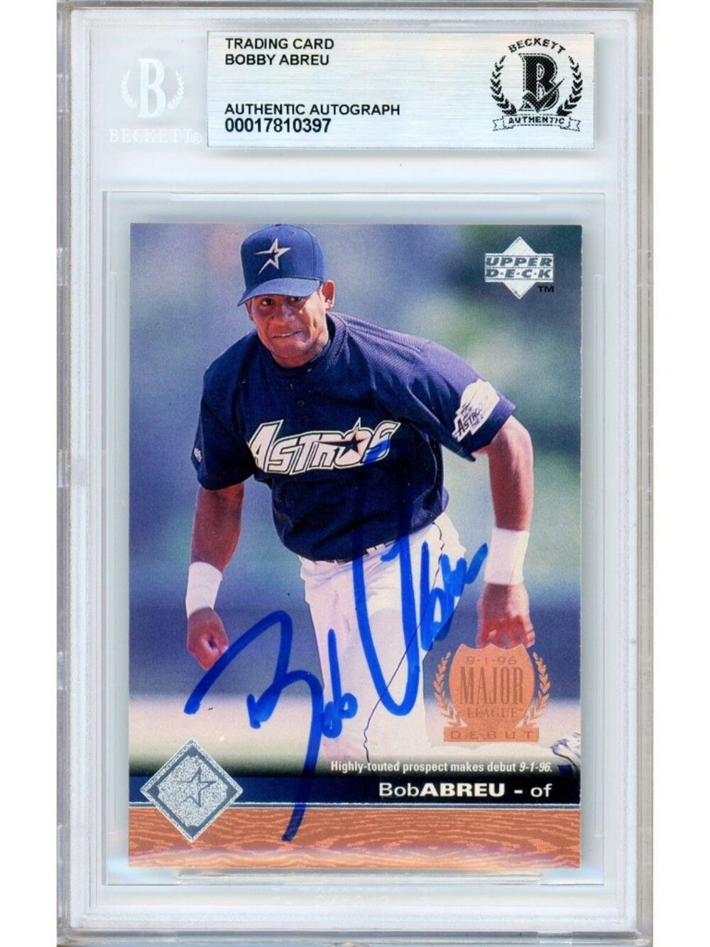 Bobby Abreu Signed 1997 Upper Deck #363 Houston Astros Beckett BAS Slabbed Auto